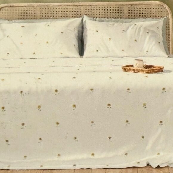 Sophie Allport London SUNFLOWERS COTTON Percale QUEEN Size Sheet Set - Picture 4 of 5